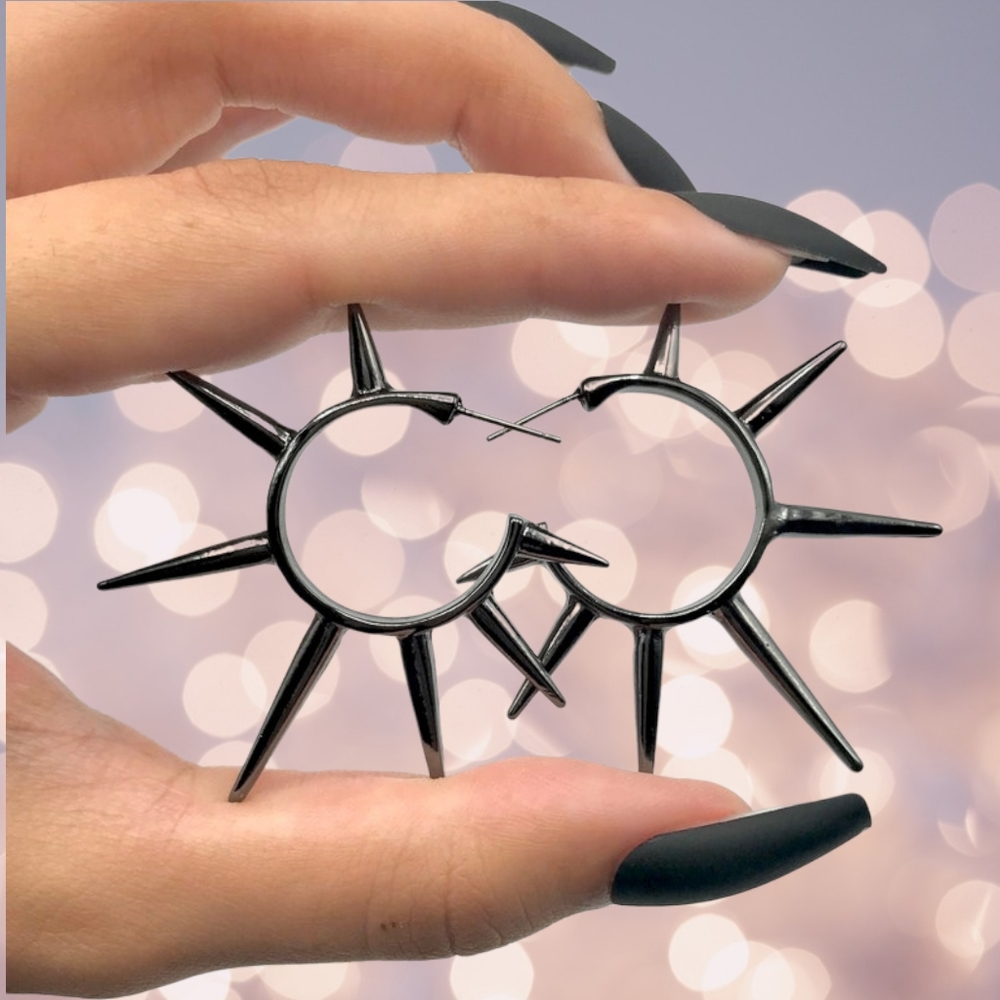 Thorn Earrings | Hoop Spiked Alloy | Gothic Punk Alternative Emo Egirl